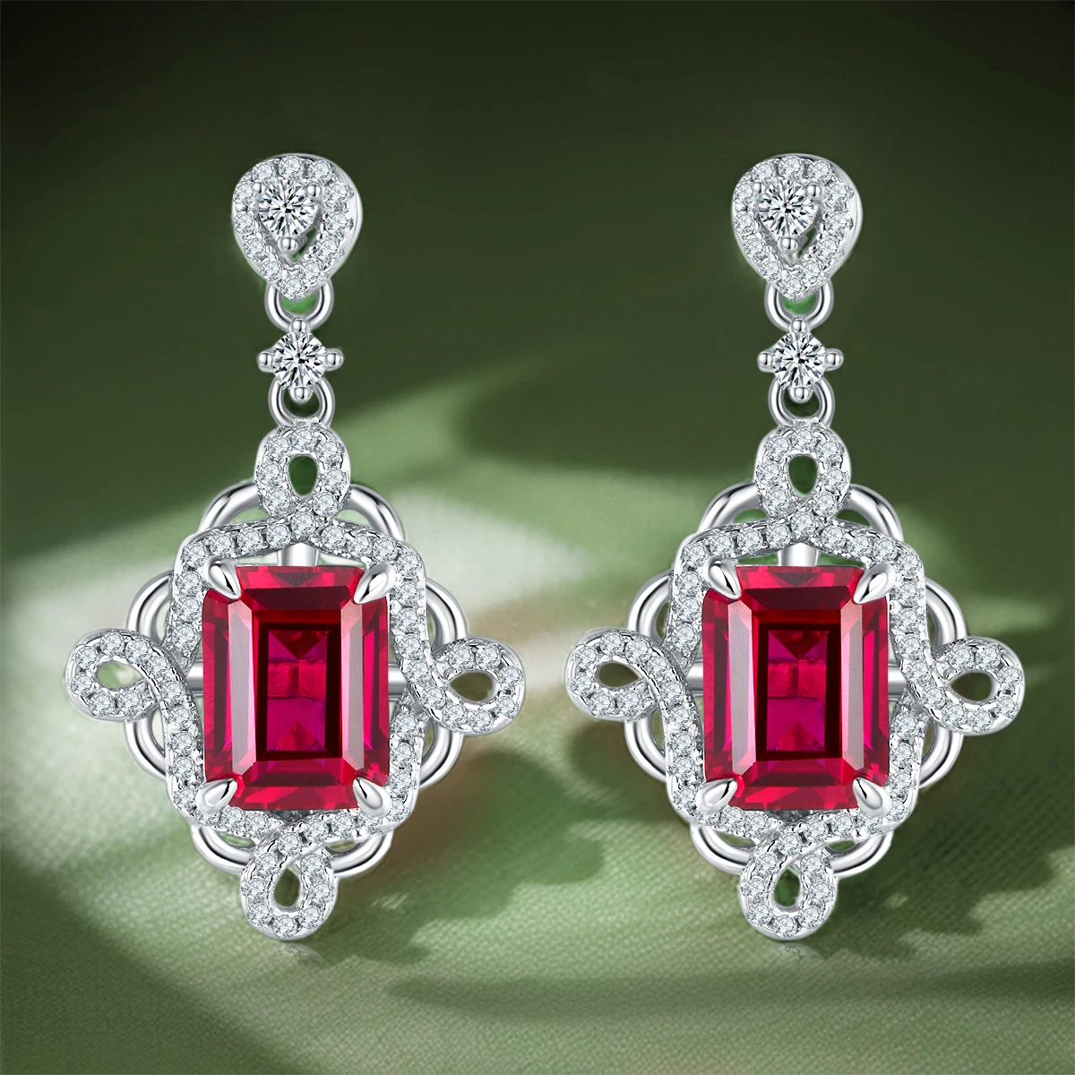 

Роскошные элегантные и милые прямоугольные серьги из стерлингового серебра 925 пробы с синтетическим рубином, подарок для банкета, свадебные украшения