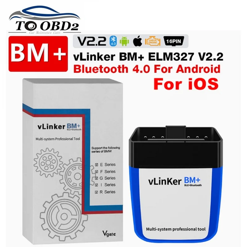 

Vgate vLinker BM+ ELM327 V2.2 For BMW Scanner Bluetooth-compatible 4.0 wifi OBD 2 OBD2 Car Diagnostic ELM 327 For BMW Bimmercode
