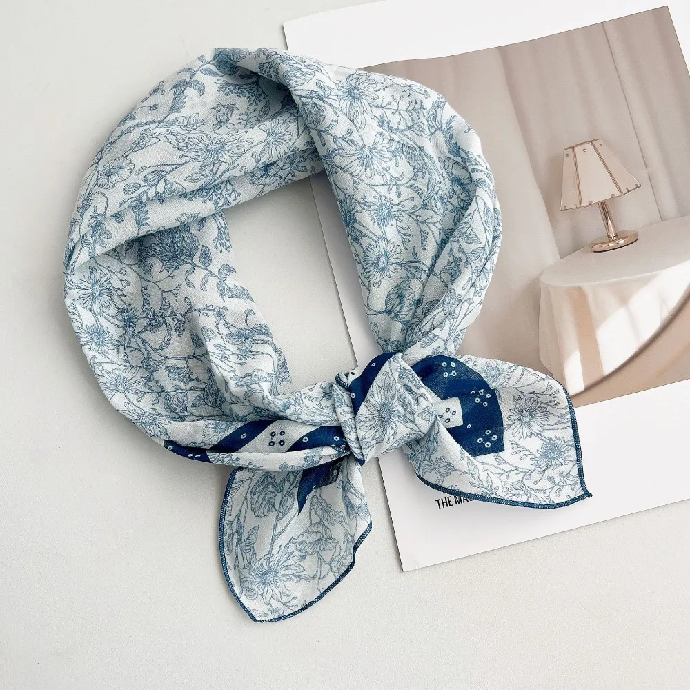 

Simple Thin Cotton Square Scarf Korean Breathable Small Scarves Scarf Hair Band Headband Square Handkerchief Vacation