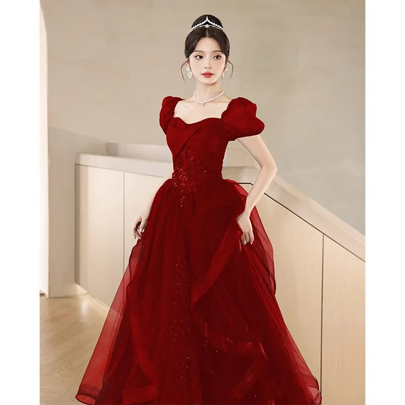 

Long A-Line Evening Gowns New Banquet Senior Temperament Light Luxury Floor Length Evening Dresses Formal Dress Women Elegant