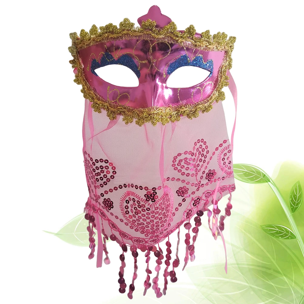 

Veil Mask Shiny Sequins Semi Transparent Elegant Women Girls Halloween Masquerade Party Belly Dance Carnival One Size Fits Most