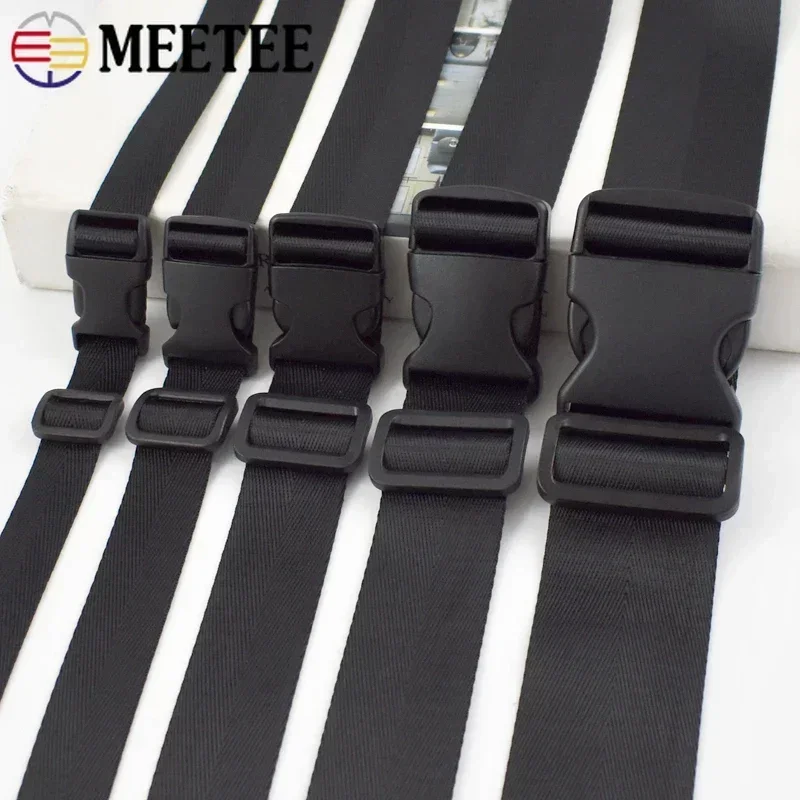 2Sets 20/25/32/38mm Nylon Webbing Adjust Plastic Release Buckle Tri-Glide Slider Side Clasp Bag Ribbon Strap Sewing Accessories