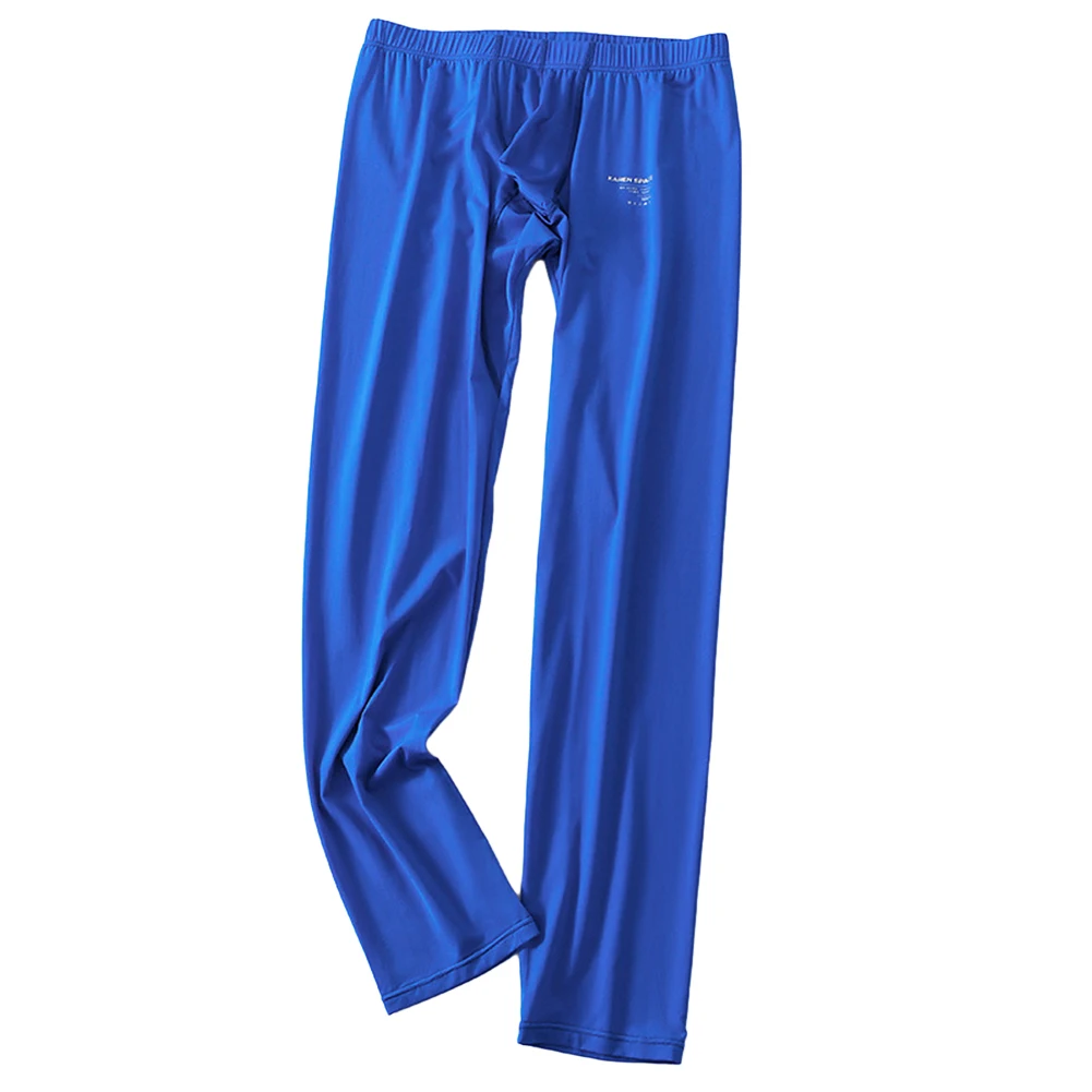 Pantalones largos de seda de hielo para hombre, ropa de dormir, ropa interior ultrafina, mallas, PIJAMAS