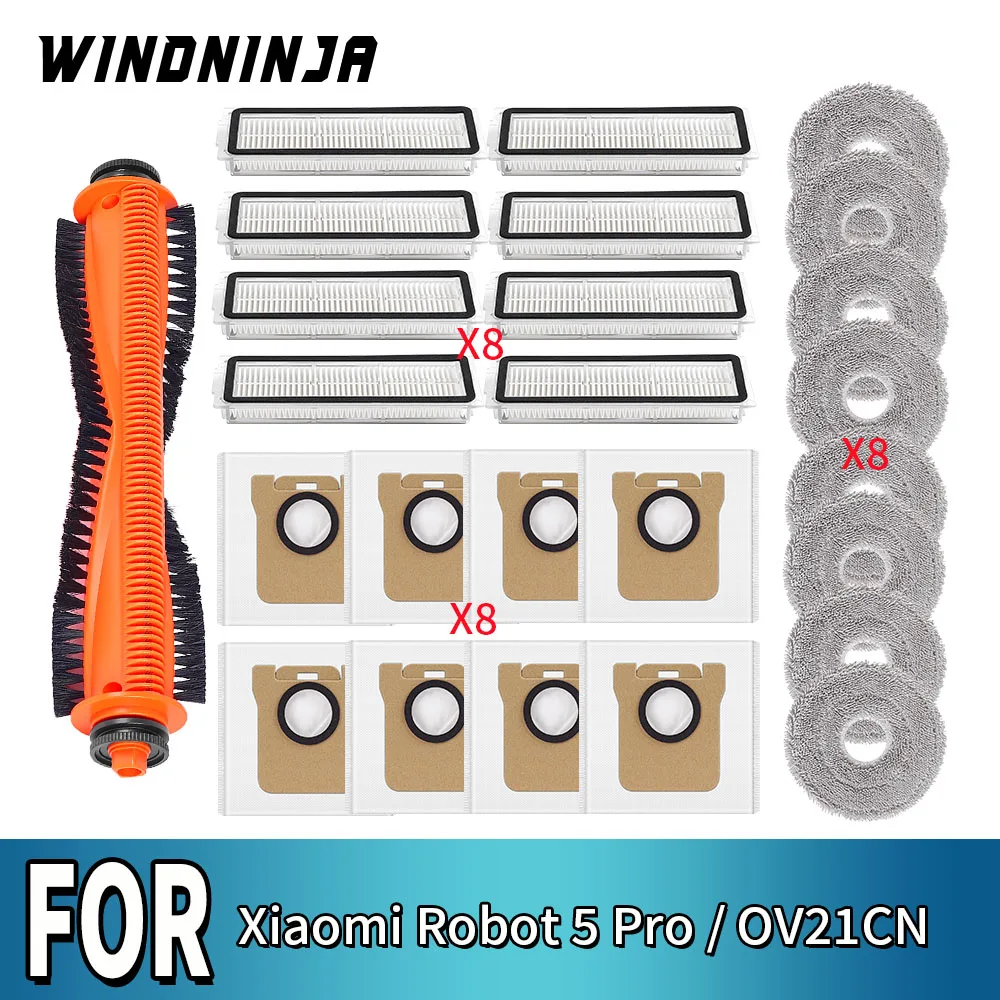 Main Brush Side Brush  Hepa Filter Mop Cloth Spare Parts For Xiaomi Robot Vacuum 5 Pro / OV21CN Cleaner Dust Bag Accessories