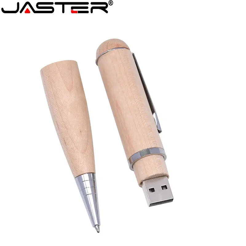 JASTER USB Flash Drives Maple Ballpoint Pen 64GB Wooden Box 32GB 16GB 8GB Pen Drive Teacher Gift Free Custom Logo Memory Stick