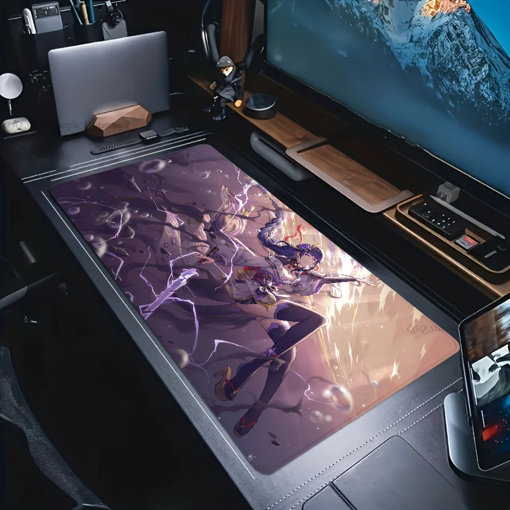 

Большой игровой коврик для мыши Genshin Impact Raiden Shogun, утолщенный Настольный Коврик для компьютерной клавиатуры
