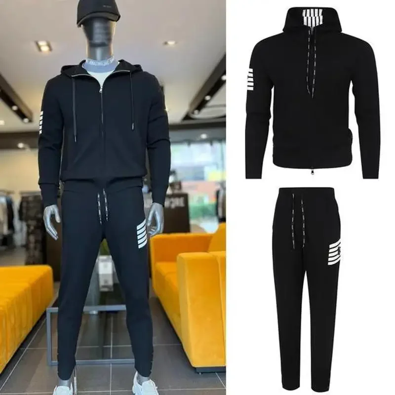 

Men's Thermal Golf Hoodie & Pants Set - Winter Knit Cardigan Collection, Stylish On-Course & Casual Lounge Wear