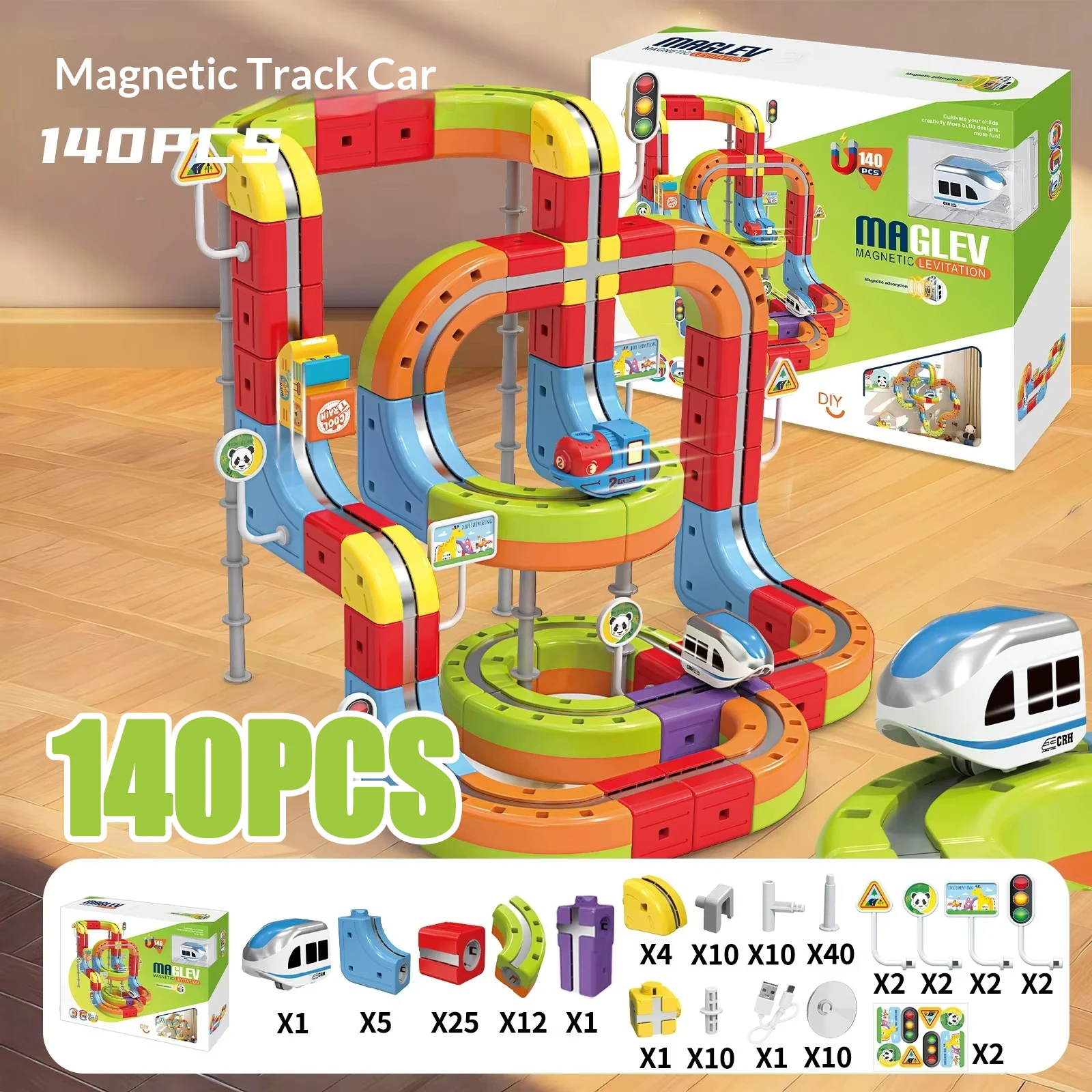 

Новый набор из 140 деталей: Детский антигравитационный магнитный трек-поезд, гибкая изменяемая волшебная железная дорога, электрический конструктор для детей