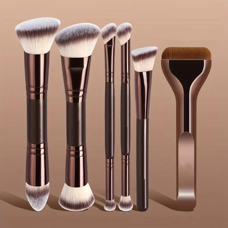 4/5/6/pcs Professional Makeup Brush Set Portable Travel Dual-Ended Multifunctional Makeup Tools Set Foundation Brush Blusher
