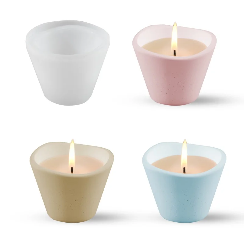 DIY หยัก AROMA เทียนถ้วยแม่พิมพ์ซิลิโคนเทียนคอนเทนเนอร์ตกแต่งบ้านเครื่องประดับเทียนผู้ถือของขวัญอีพ็อกซี่เรซินแม่พิมพ์