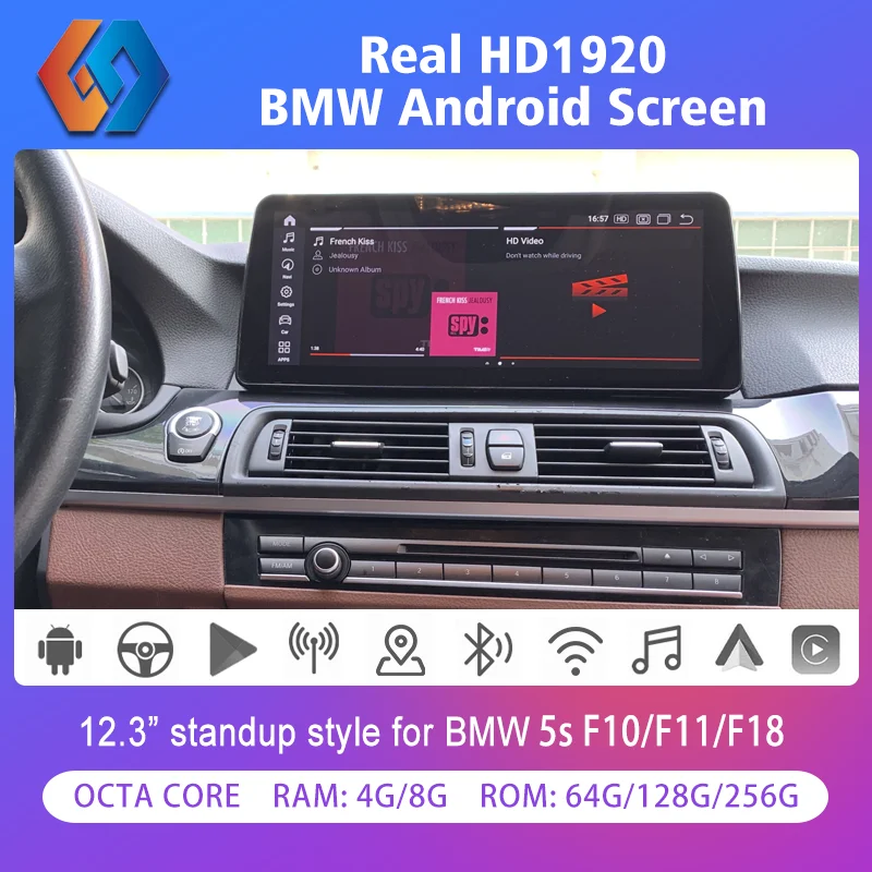 

12.3 Standup For BMW 5s F10 F11 F18 Android 12 Car Intelligent Systems HD Black Touch Auto Radio Built-in CarPlay WiFi BT5.0 GPS