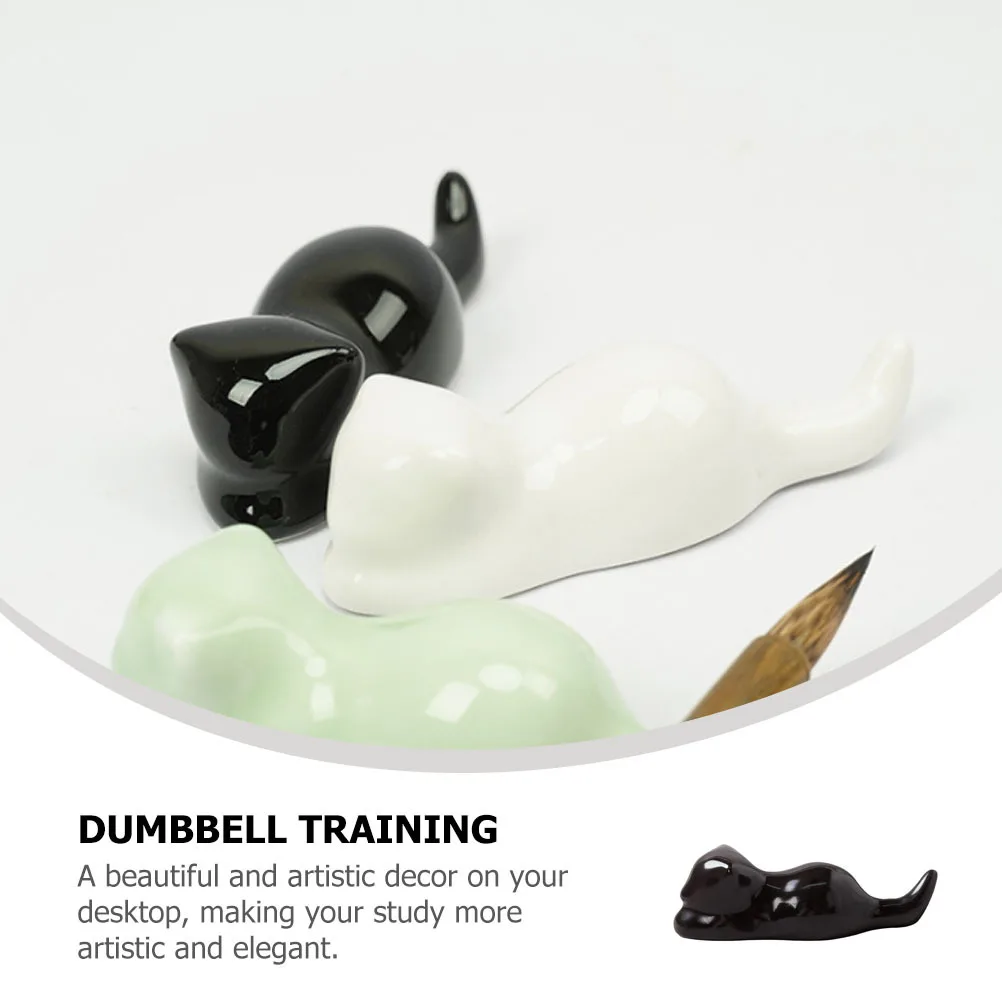 

Cat Shape Ceramic Chinese Calligraphy Pen Holder Fine Craftsmanship Brush Rest Ink Pen Stand Artistic Desktop Decor