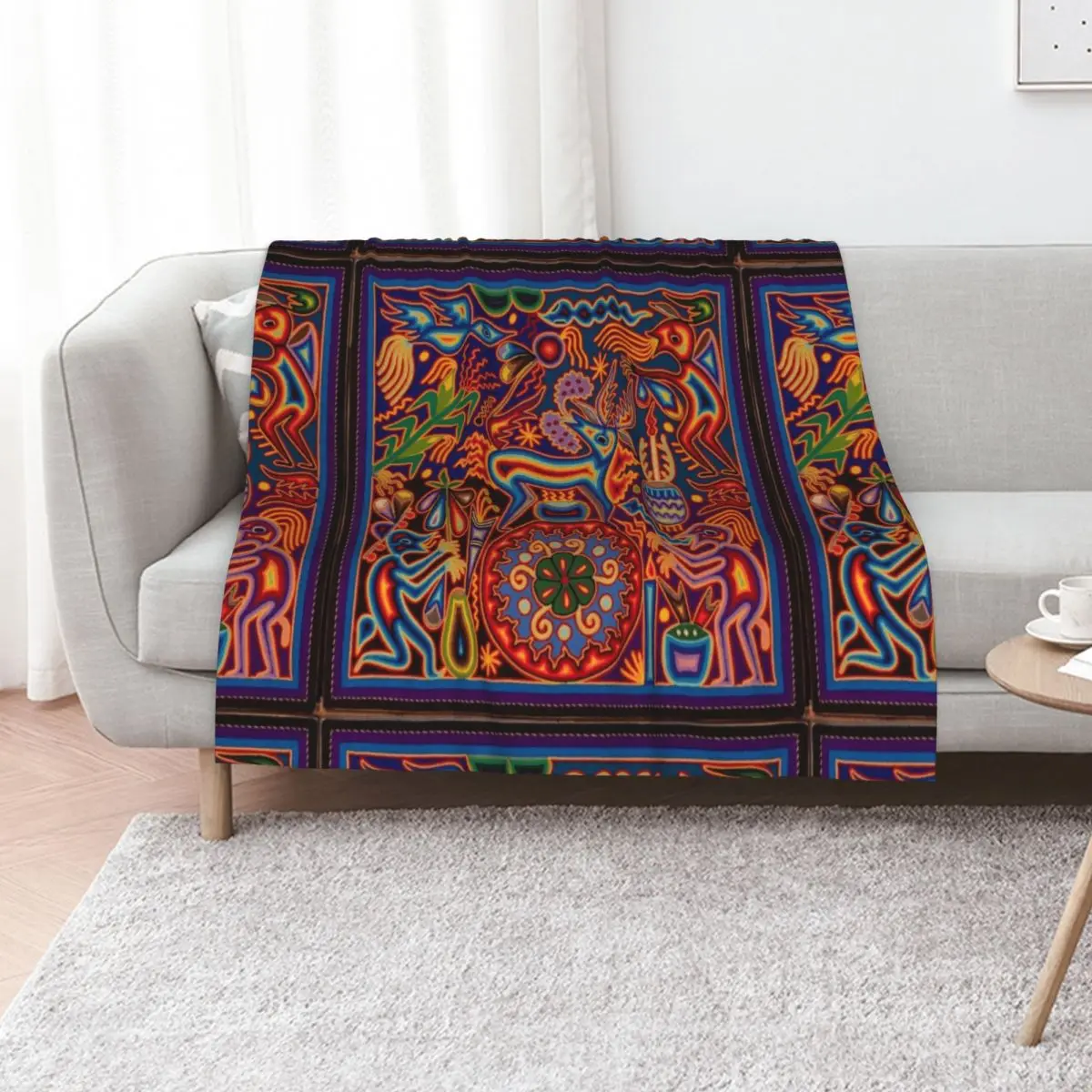 Huichol Throw Blanket warm for winter Hair for sofa Plush Decoratives Blankets For Bed Blankets