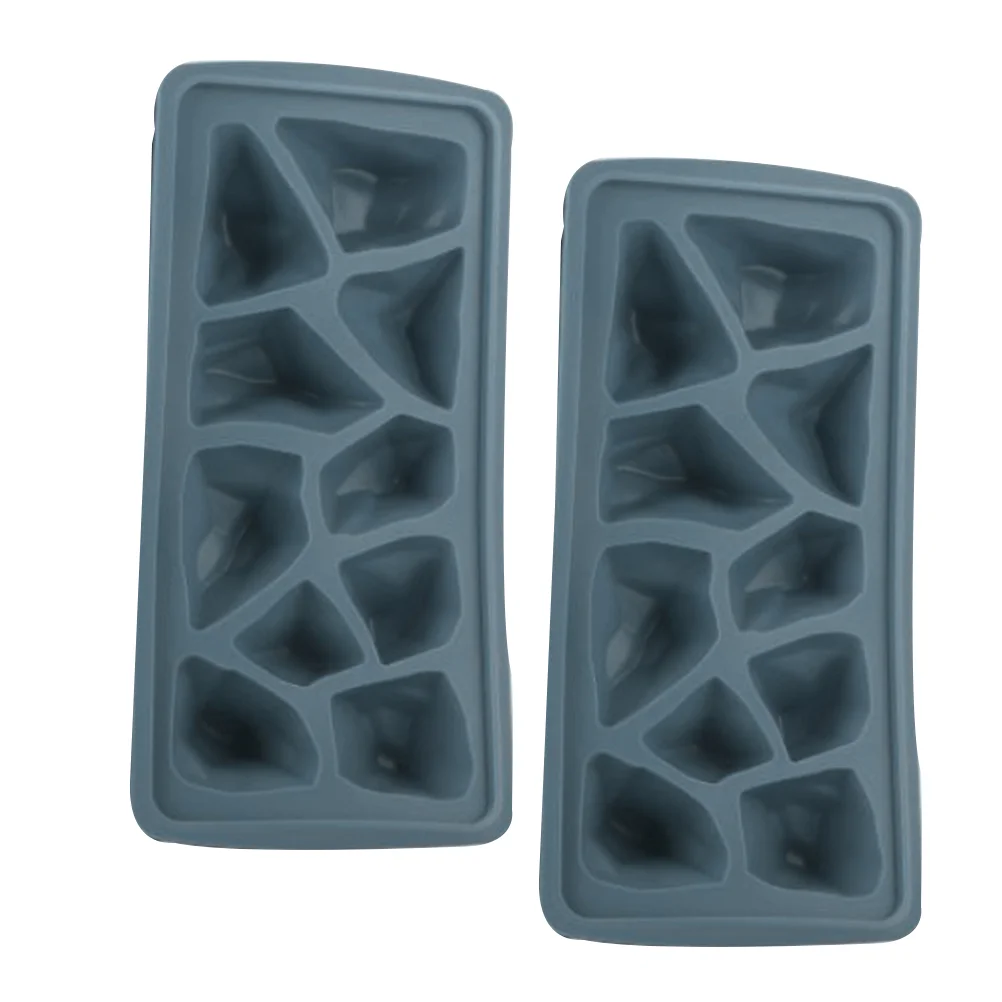 2pcs Stone Shaped Ice Cube Mold Refrigerator Ice Box Ice Making Mold Ice Grid for Home Shop Kitchen (Dark Blue)