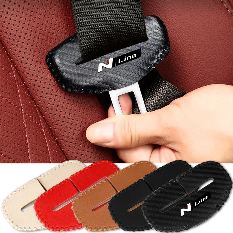 Car Seat Belt Buckle Clip Protector Leather Cover Protection Case For Hyundai N Line I30 I20 Ix35 I10 2023 Tucson Nx4 S23 Bayon