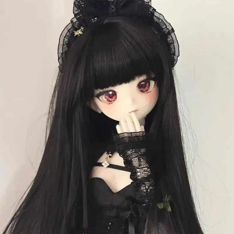 for 1/3 1/4 1/6 Bjd Doll Wig Multi Color Full Bang Long Straight Wigsoft Heat Resistant Silk Diy Styling Unstyled Raw Blank Wig