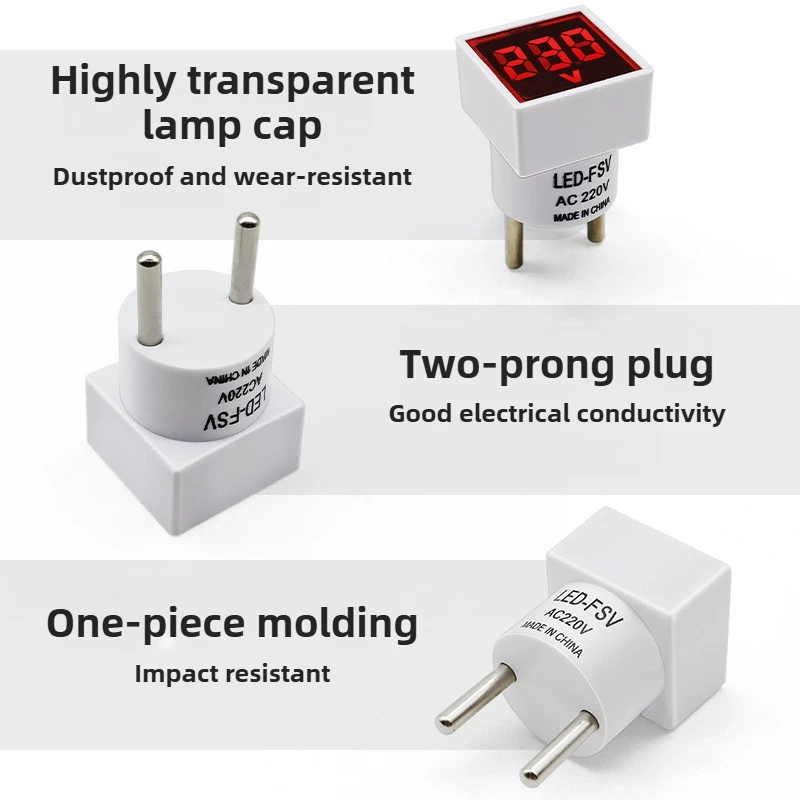Hot Selling Random Color Digital Voltmeter European Standard Plug Square Indicator Light Dustproof Seat Household AC Voltmeter