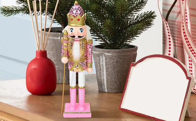 

Nutcracker Christmas Pendant Glittering Powder Ornament Gift Holiday Wooden Nutcrackers 30cm Height Christmas Party Decorations