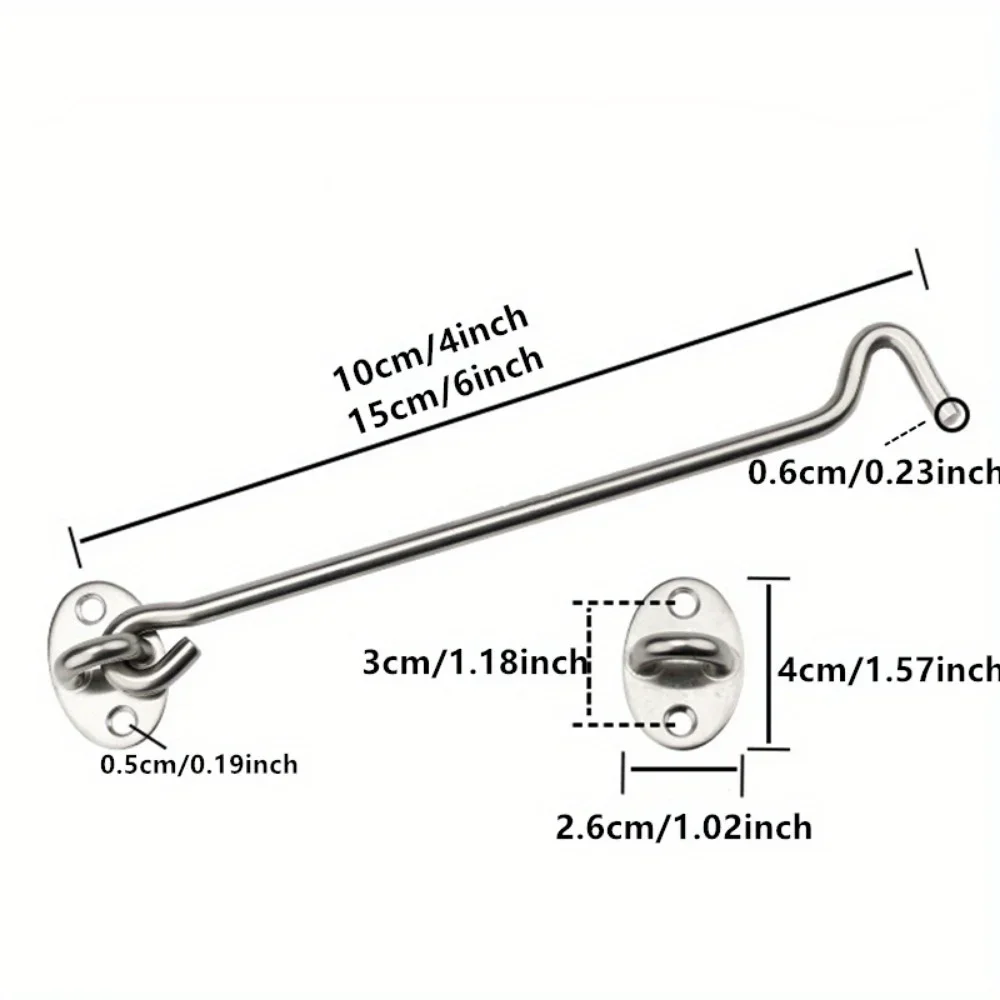 1 Set Thickened 4-inch/6-inch Stainless Steel Door And Window Hooks, Windproof Hooks For Doors And Windows, Furniture Hardware image 6