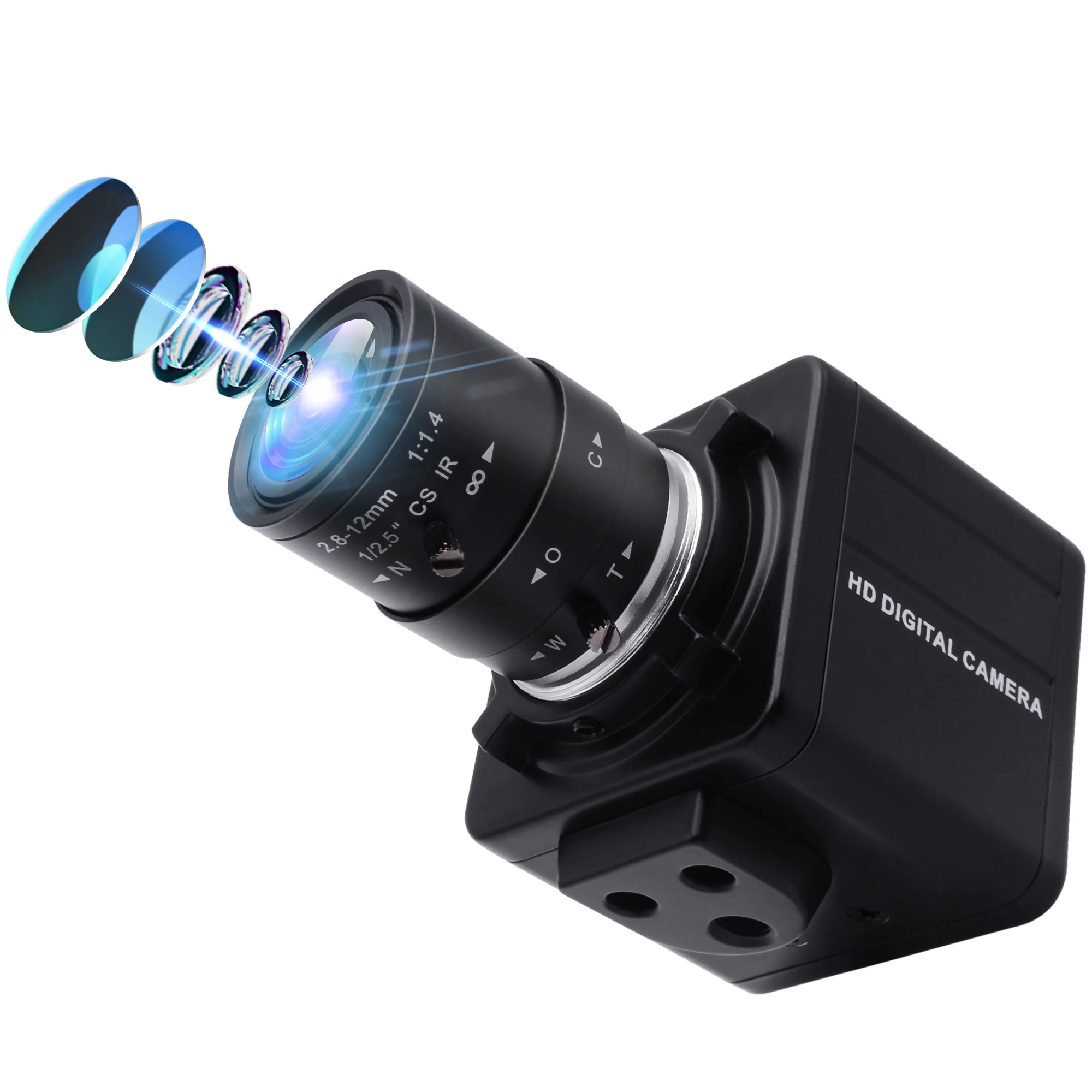 كاميرا ELP USB 1280*720 مصراع عالمي MJPEG 60fps Varifocus Zoom كاميرا ويب مع عدسة يدوية 2.8-12 مللي متر كاميرا USB2.0 أحادية اللون #3