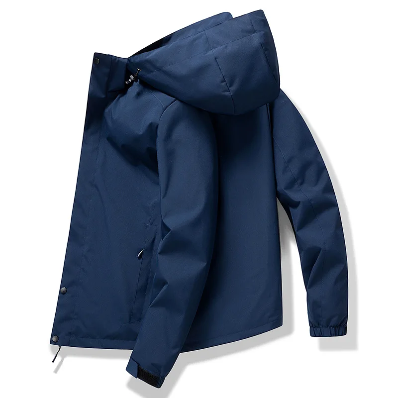 Tooling Jacket Men's Spring Trend Hooded Jacket Men's Blue Sports Trench Coat Men's Casual Jacket