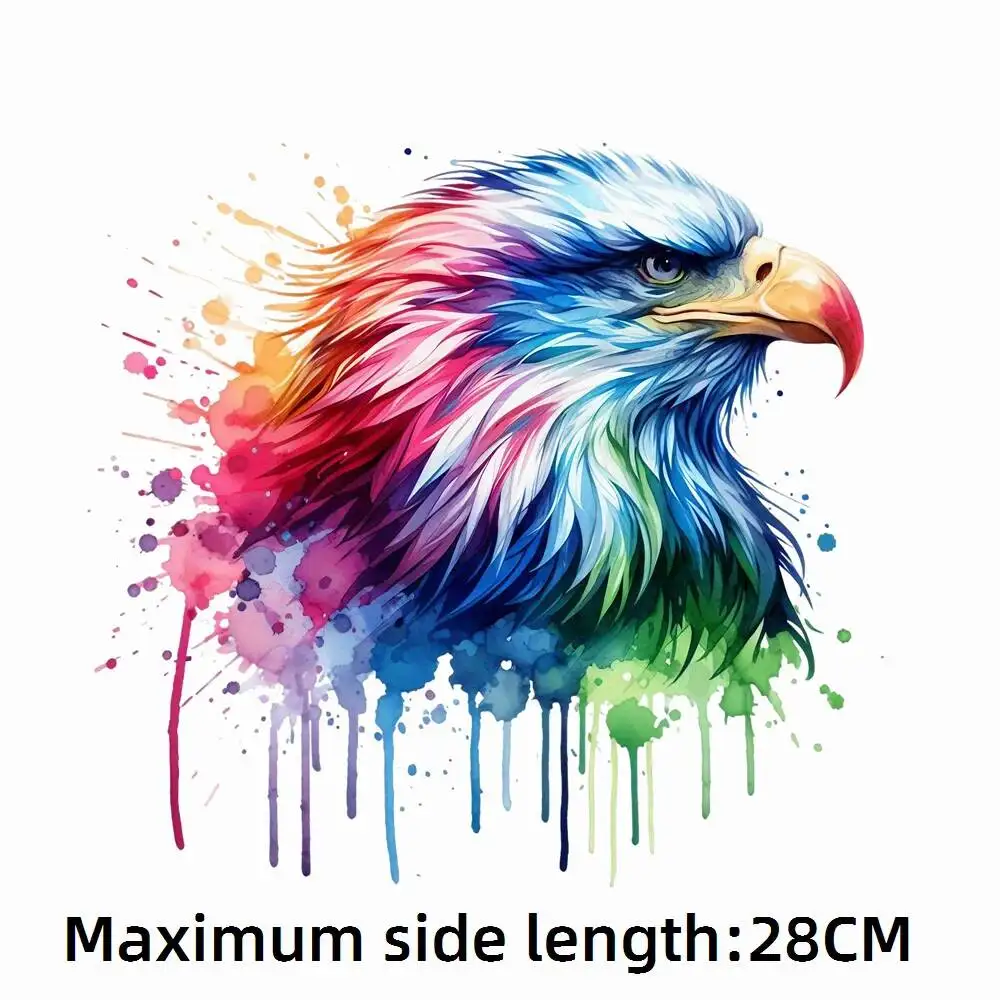 28cm Fine Rainbow Birds Eagle Parrot Owl  Iron-On Transfers Stickers For T-Shirts DIY Washable Heat Transfer Clothes Sticker
