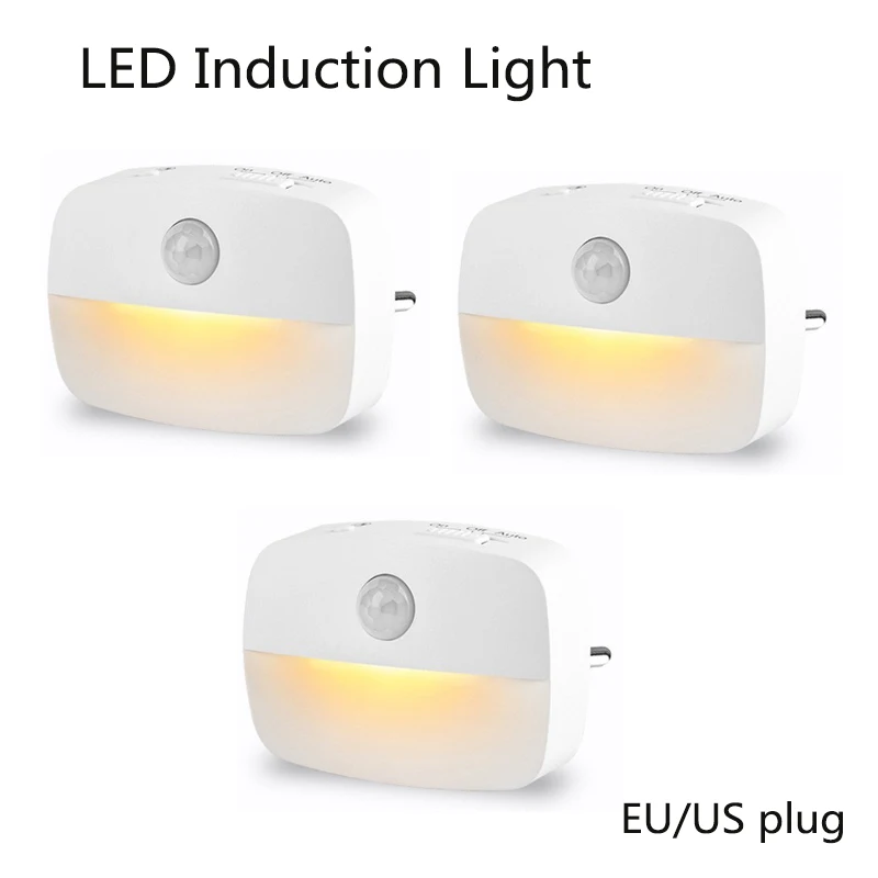 LED Night Light Motion Sensor EU/US ปลั๊กโคมไฟ Nightlights สําหรับตกแต่งห้องนอนเด็กห้องโถงบันได WC โคมไฟข้างเตียงกลางคืน