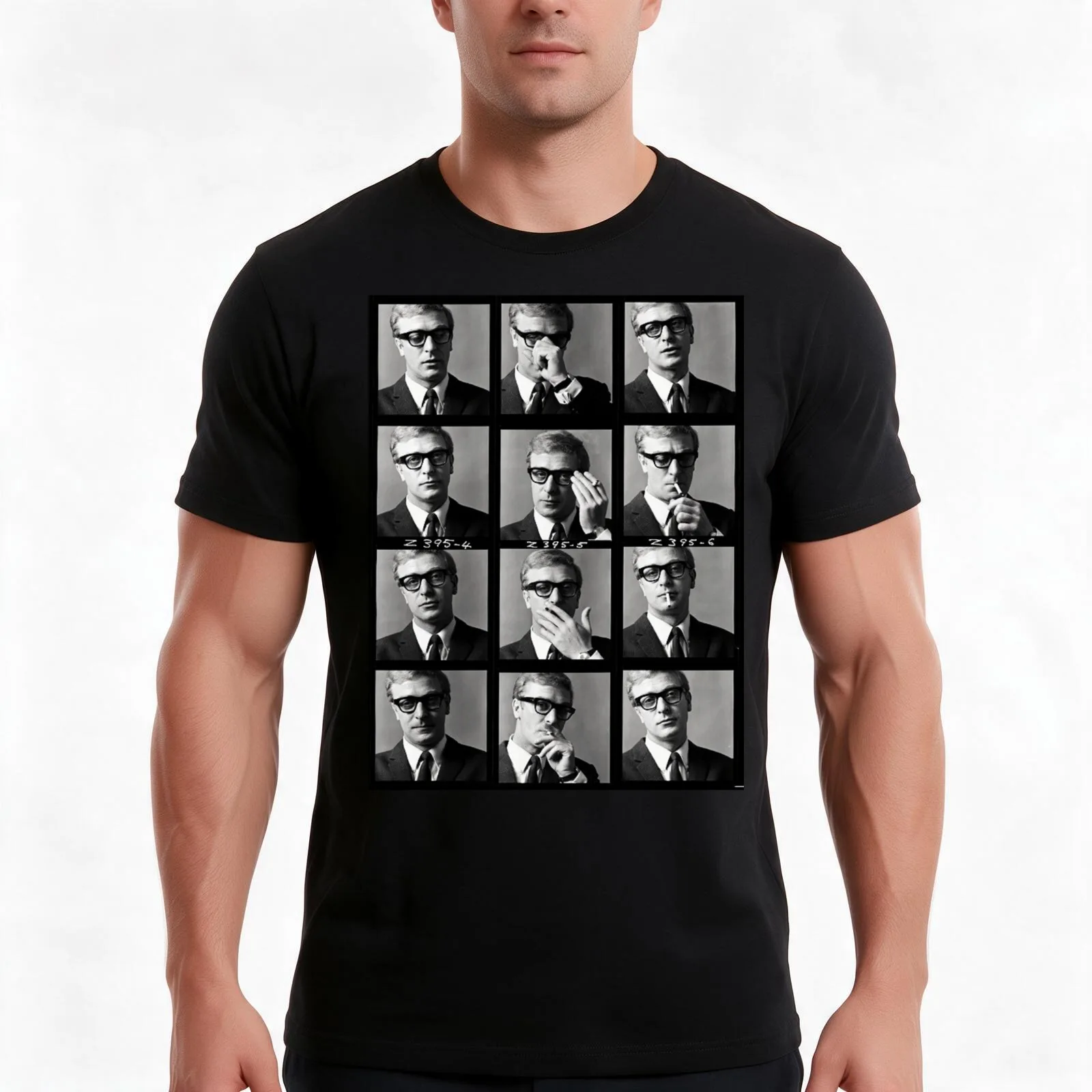 Michael Caine T-Shirt, Summer Casual Cotton Tee, Oversized Streetwear Tops, Vintage Graphic Print, Loose Fit Short Sleeve