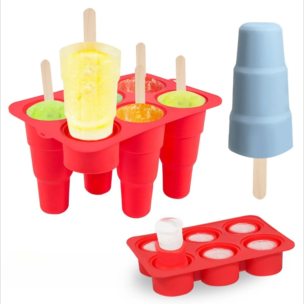 

6в1 креативная складная силиконовая форма для мороженого, пищевой силикон, 6 полостей, мороженое, эскимо, решетчатые формы для льда