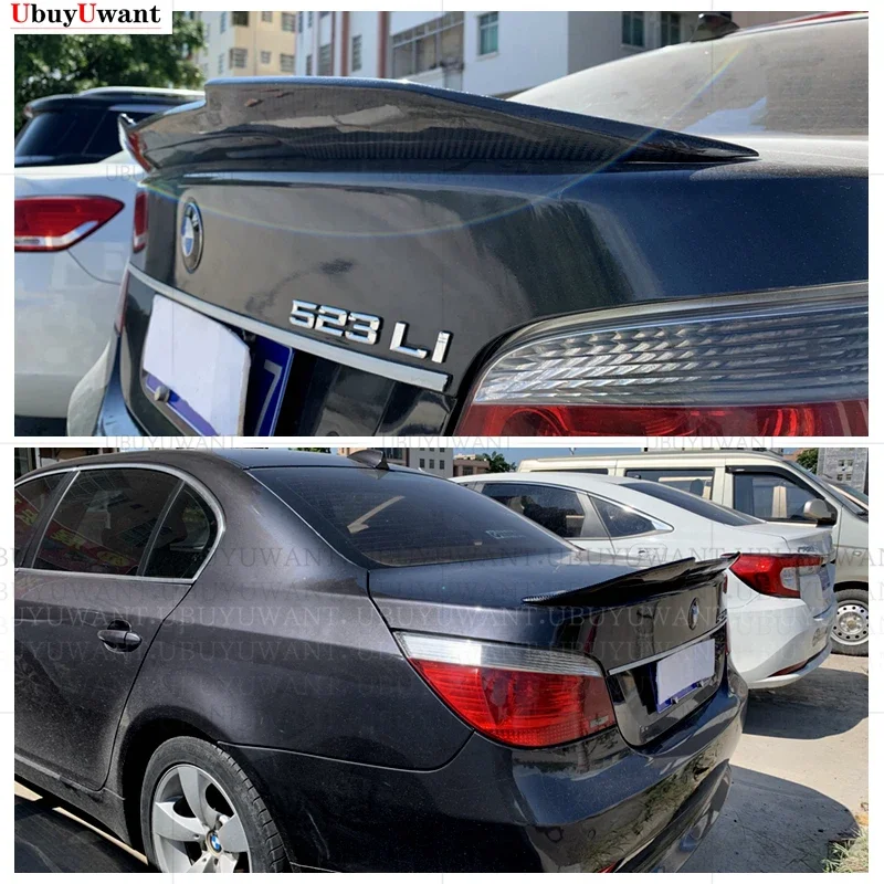 For BMW 5 Series E60 M5 Black Spoiler 2004-2009 Car Rear Trunk Wing Boot Lip ABS Carbon Fiber Spoiler Decoration Car Styling