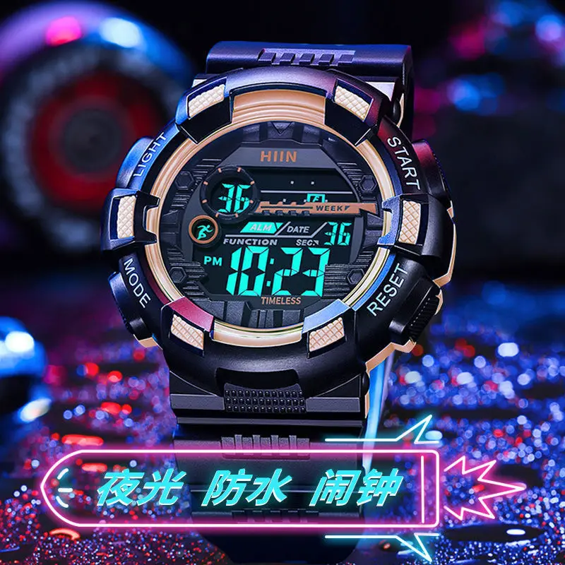 남성용 야광 방수 전자 시계, 남학생 시계, 심플한 패션, 스포츠 알람 시계, 중학교