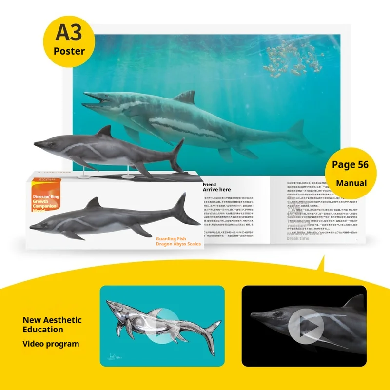 Dinosaurier-König-Modell 92, Ichthyosaurier-Wachstumsbegleiter, Actionfigur, statisches Tiermodell, Ornament, Sammlung, Geschenk, echt auf Lager