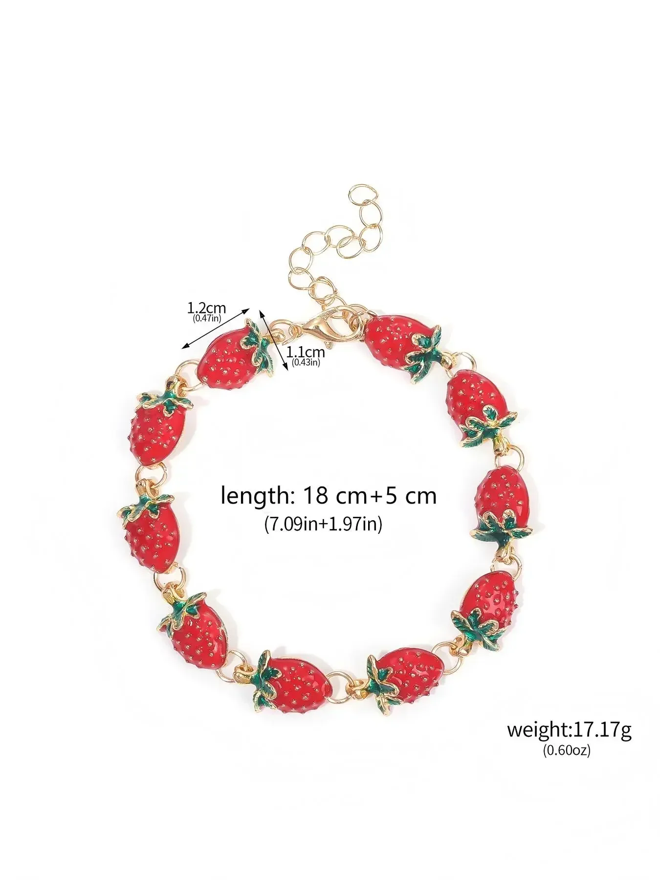Cute Strawberry Charm Bracelet, Stackable Bracelets, Fashionable Bangle, Fashionable Jewelry for Women & Girls, Trendy All-match & Exquisite Jewelry for Birthday Gift, Summer Dainty Jewelry