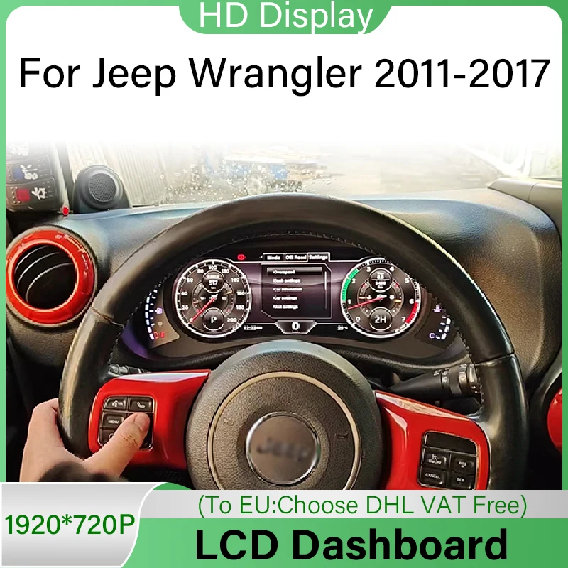 

12.3 Inch Car Digital Dashboard Cluster LCD Instrument panel Screen CockPit For Jeep Wrangler 2011-2017 Speedmeter Display