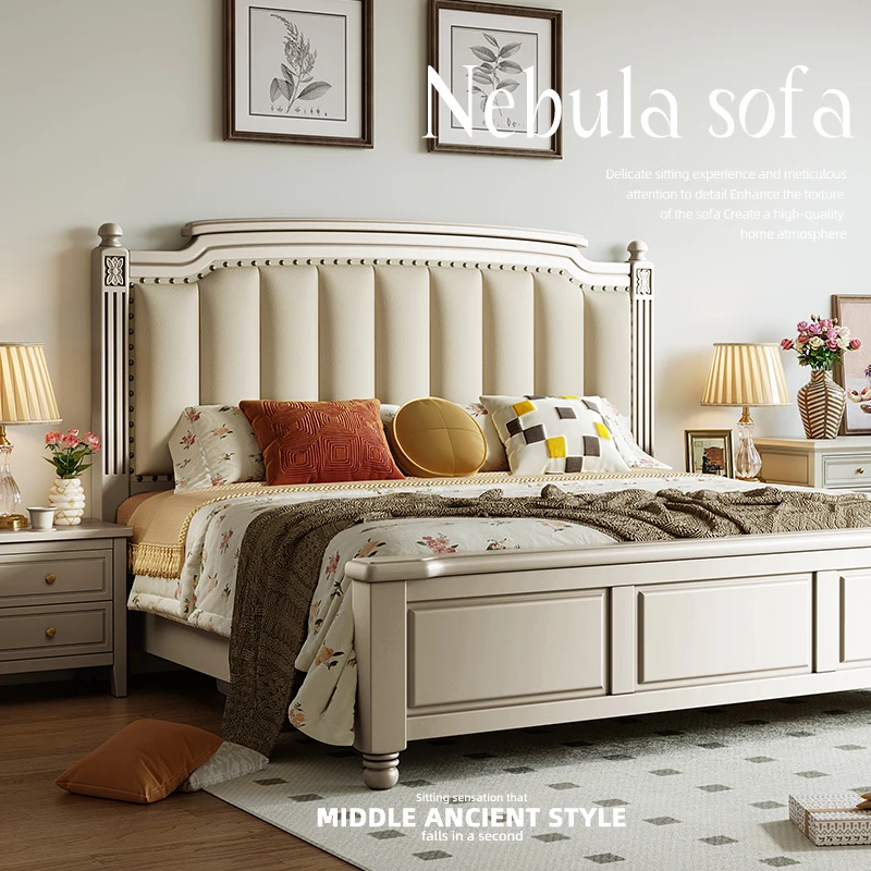 Cowhide Meike Silver 1.8 Double Light Luxury French Bed