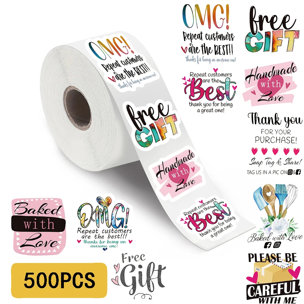500PCS English Pattern Sticker Roll Stickers Scrapbooking Coffee Phone Notebook Laptop Decal Car Motorcycle Supplies Stickers