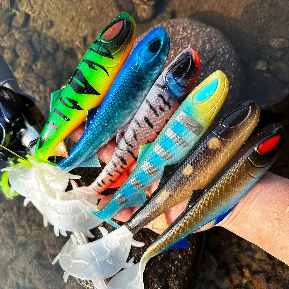 Sunlure 16.5cm 22.8cm Long Wavy Tail Soft Swimbait Fishing Lure 2PCS/Bag Big Pike Perch Bait Zander Catfish Fishing Tackle