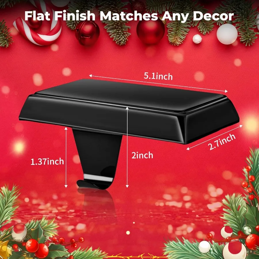 重みのあるデザインと滑り止め保護パッド付きのメタルクリスマスストッキングホルダー6個セット、マントル、テレビスタンド、階段、ドレッサー用