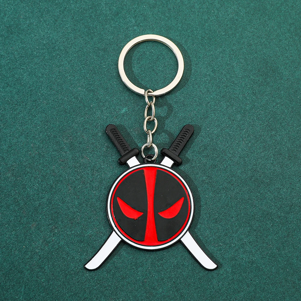 Marvel Deadpool Double Knife Keychain for Children, Creative Cool Toy Gift, Backpack Hanging