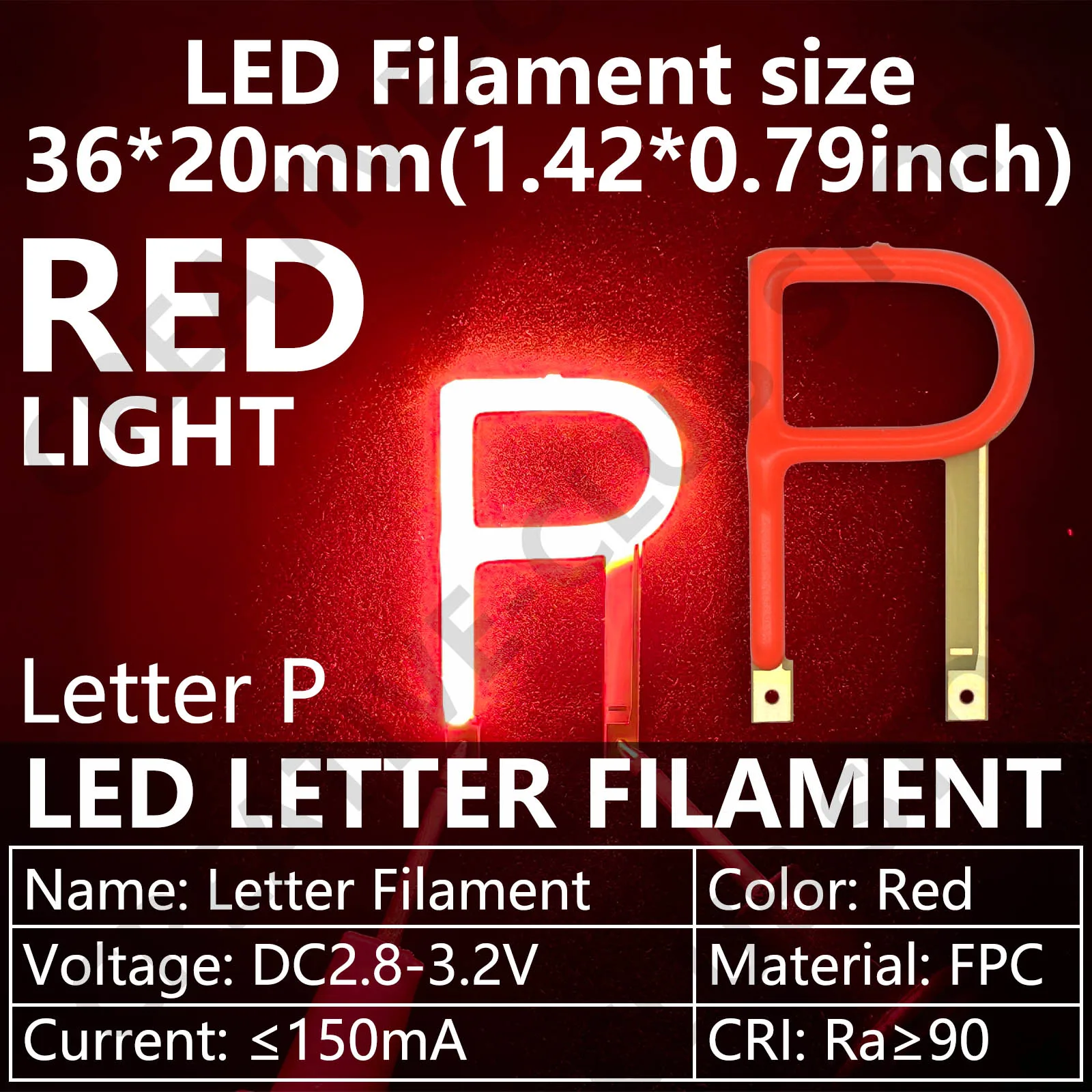 DC3V LED Filament Red Light Romantic Creative Letter NOPQRSTUVWXYZ DIY for Christmas Holiday Party Light Bulb Diode Accessories