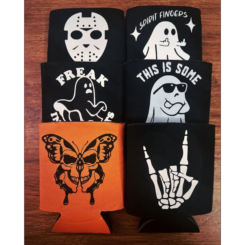 

6 Pcs Halloween Can Coolers Party Favors Can Sleeves Funny Gifts Spooky Koozies for Halloween Cans & Bottles Party Supplies 2025