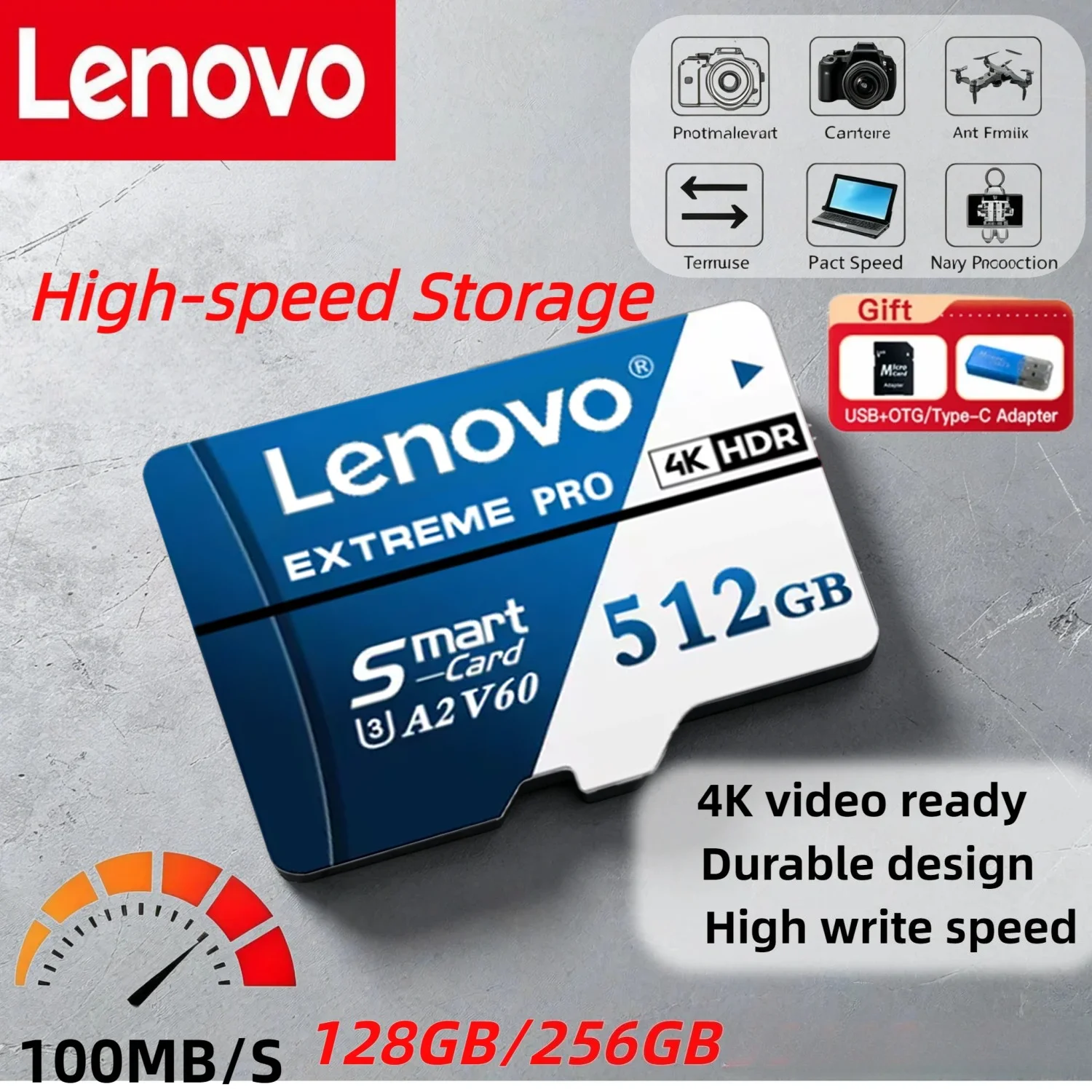 

Lenovo 128GB Micro TF/ SD Card Class 10 High Speed Memory Cards Stable Performance SD Memory Card for Digital Camera/MP3 Player