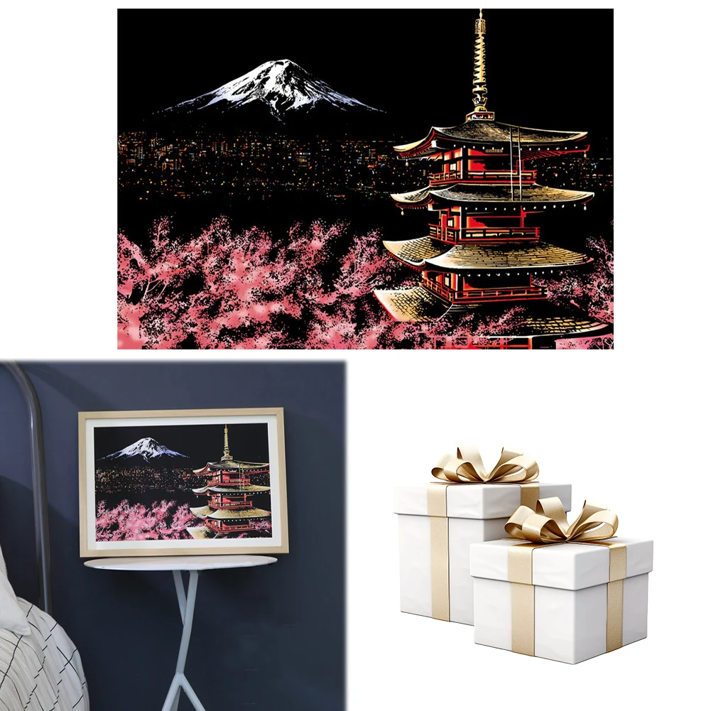 성인용 스크래치 아트지 도구 키트 포함, 스크래치 아트 페인팅 종이, DIY 야경 스크래치 보드, 친구 및 가족용 선물