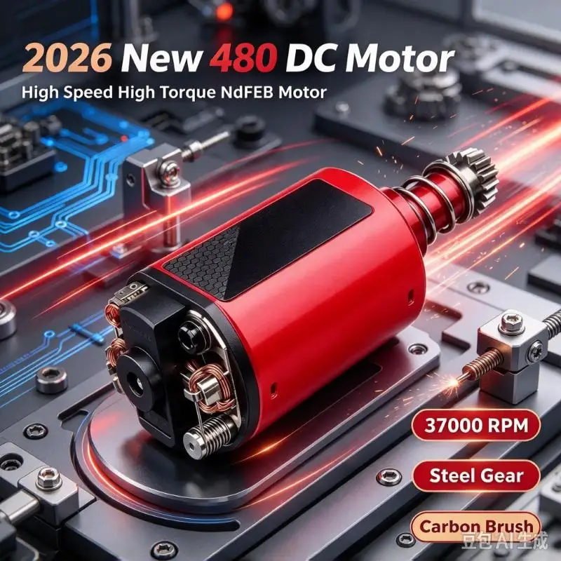 2026 New 480 Brushed DC Motor High Speed High Torque NdFeB Wet Pressed Motor Short Long Shaft Steel Gear Set