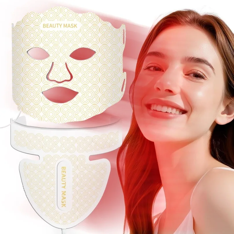 Mascarilla facial LED de silicona para fisioterapia, mascarillas faciales LED eléctricas para arrugas en el cuello, equipo de belleza para la piel, dispositivos de belleza para uso doméstico para mujeres