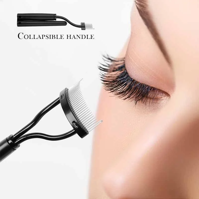 Portable Black Eyelash Curler Eyebrow Comb Mascara Applicator Beauty Tool for Perfect Eyelash Styling