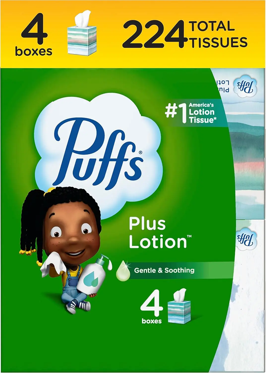 Puffs Plus Lotion Facial Tissue 4 Cube Boxes 56 Sheets Each