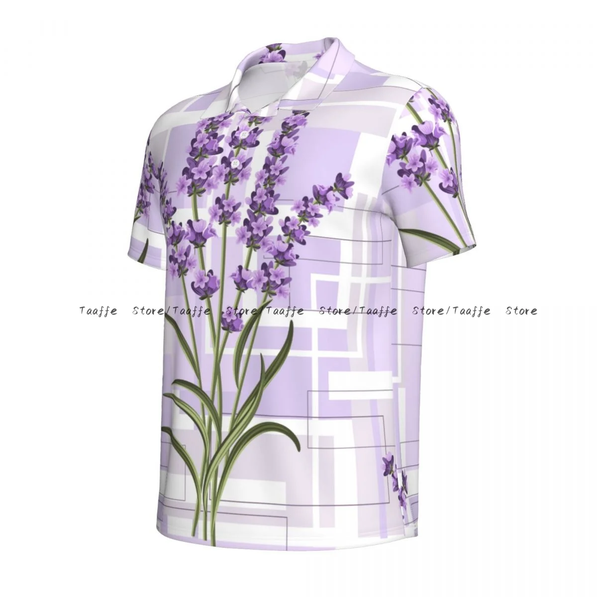 Men's Polo Shirt Geometric Floral With Rectangles Male Clothing Summer Casual Short Sleeve Shirt Sweatshirt