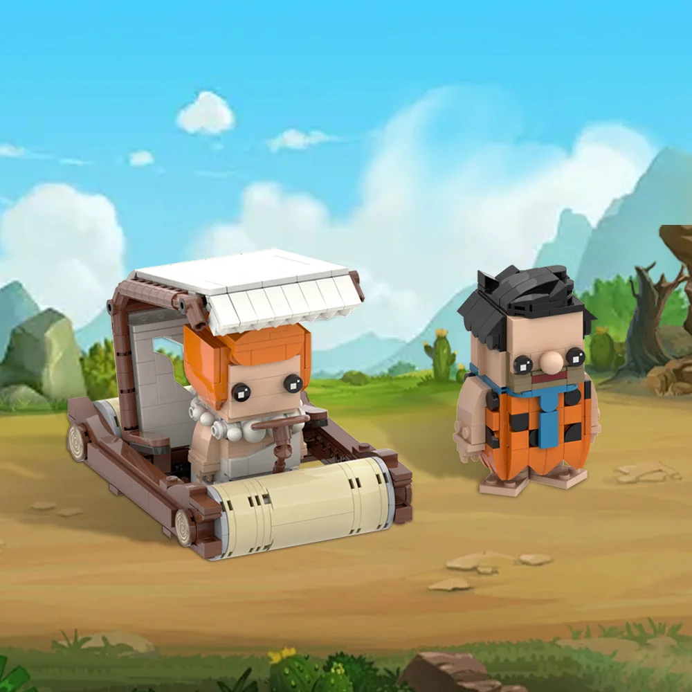 MOC TheFlintstones – poupée d'action en briques, blocs de construction de figurines de dessin animé TheFlintstones Fred et Wilma, jouets d'assemblage, cadeaux pour enfants