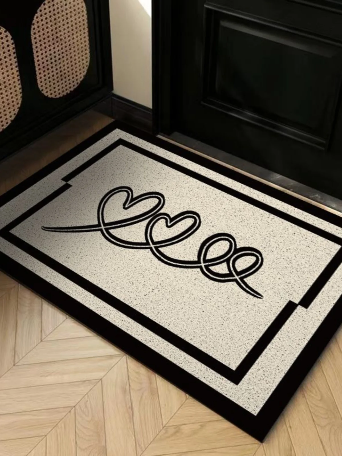 

Black-and-white Cartoon Entrance Door Mat Outside The Door Mat Entrance Carpet Wash-free Porch Mat Love